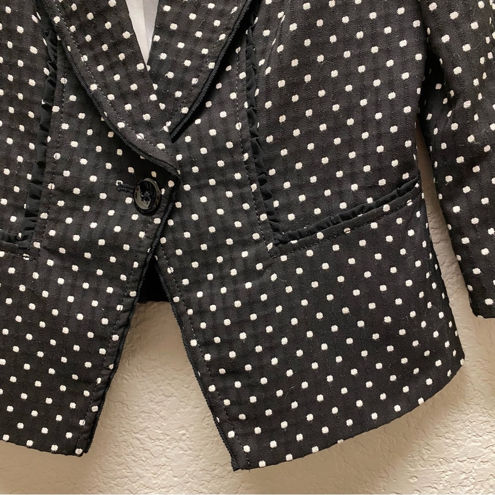 Whbm Polka Dot Single Button Collarless Crop Blaz… - image 5